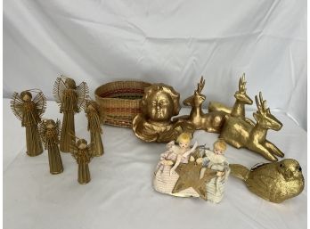 Collection Of Gold Florentine Style Christmas Ornaments