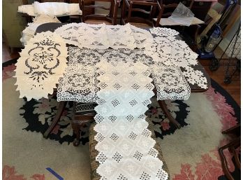 Collection Of Polish Folk Handmade Crochet Lace Tabletop Doilies & Runners