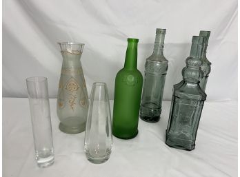 Collection Of Vintage Glass Bottles & Vases