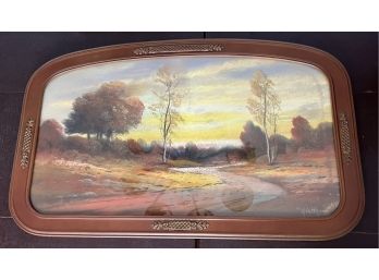 A.H. Glathaar (American, 1879-1950) Oil Pastel Painting Autumn Landscape Scene