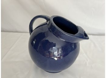 Vintage Midnight Blue Glazed Earthenware Water Jug