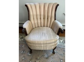 Antique Bergere With Pink Pinstripe Upholstery