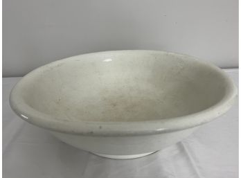 Antique 14' White Glazed Earthenware Bowl