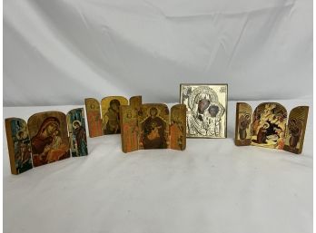 Collection Of European Religious Icons, Including Sterling Silver