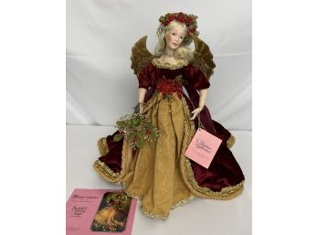 Paradise Dolls 'Scarlet' Christmas Treetop Angel Porcelain Doll In Burgundy & Gold Dress