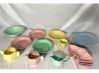 Delightful Collection Of Vintage Candy Color Pastel Dishware, Some Lu-ray Pastels