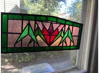 Salvaged Leaded Stained Glass Panel From A Church