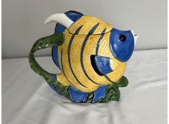 Hand-Painted Tropical Angel Fish Form Pitcher