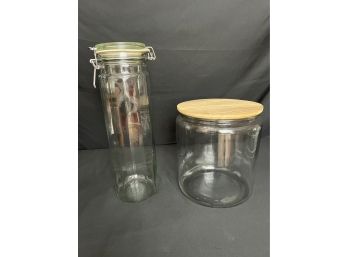 Pair Of Glass Jars, One Italglass
