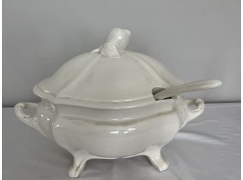 Vintage Whittier Pottery Soup Tureen With Lemon Finial & Original Ladle
