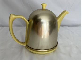 Vintage Hall USA Yellow Teapot With Modern Aluminum Cozy