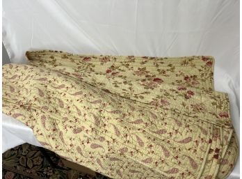 Laura Ashley Yellow Floral Shabby Chic Quilt, Queen Size