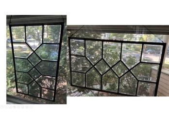 Pair Of Leaded Glass Window Panels