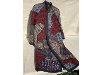 Rare Vintage KOOS VAN DER AKKER Solid Wool Patchwork Long Coat- High Fashion Couture!