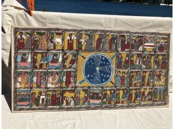 HUGE Vintage MCM Oil Painting- Possibly From Israel With Religious Iconography- 52' Long!