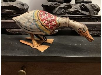 Antique 1920s TIN WIND UP GOOSE- It Is In Working Order!