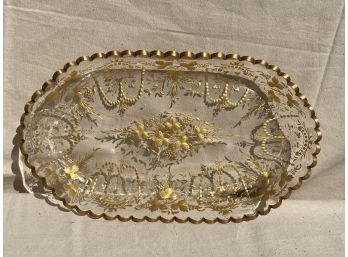 FANTASTIC Antique Victorian Era Gold Encrusted Intaglio Design Centerpiece Platter