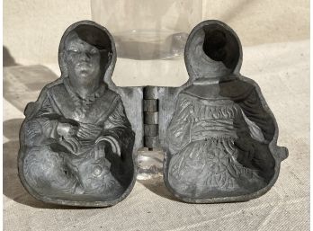 Antique Signed Circa 1890 Pewter Ice Cream Mold Of A SEATED BUDDHA