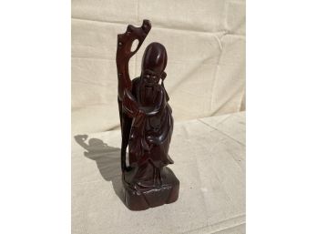 Vintage Chinese Carved Wood Statue Of An Immortal