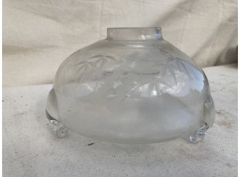 Antique VICTORIAN ERA Blown Glass Fly Trap With Chased Bamboo Design And Applied Feet