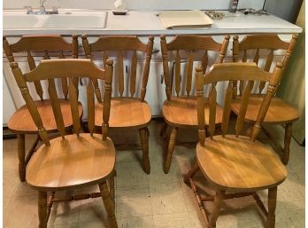 Six Maple Wooden Dining Chairs