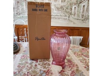 Pilgrim Cranberry Glass Vase Hand Blown New In Orig Box