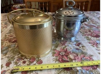 Two Mid-century Ice Buckets (goldtone And Silvertone)