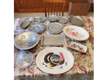 Large Lot Of Serving Trays - Thanksgiving Turkey Platter, Italian, Argentina, German