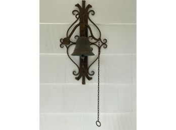 Large Vintage Cast Iron Entryway Pull Chain Bell
