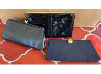 Vintage Black Clutches: Lot Of Three
