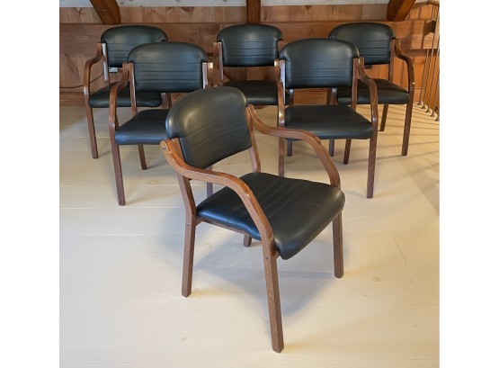 Set Of 6 Mid Century Bentwood And Vinyl Chairs
