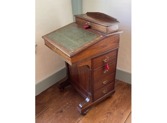 Victorian Style Ship Captain Desk With Leather Top