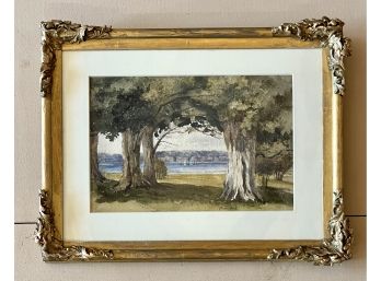 Vintage Landscape Watercolor Signed And Dated Illegibly