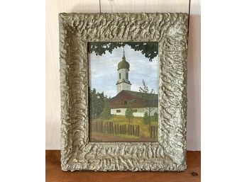 Vintage Church Oil On Masonite Attributed To Harry Horn