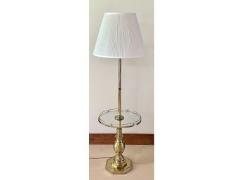 Vintage Brass Floor Lamp With Glass Table