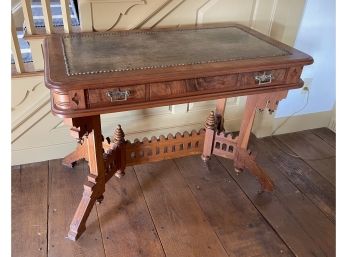 Vintage Eastlake Style Leather Top Writing Table