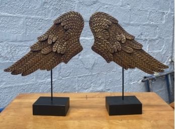 Carved Decorative Angel Wings On Stand