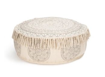 Large Round Upholstered Pouf