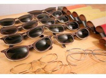 Lot Of Vintage 50-60's Cat Eye Glasses W/Misc Cases And Frames