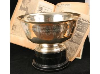 1954 Pop Warner Meriden CT.  Piggy Bank Bowl Football Trophy Cup W/Scrap Book