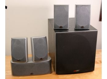 6 Piece Polk Audio Surround Speaker System - Subwoofer, Center And 4 Satellite Speakers
