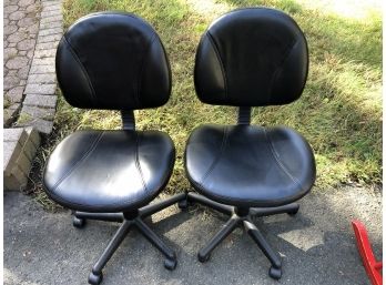 Lot Of Two Vinyl Office Chairs On Casters