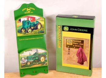 John Deere Tin Mail/Key Rack And Wood Coat Rack