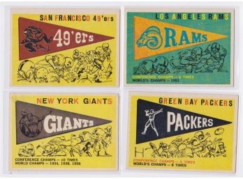 Lot Of 4 Topps Football 1959 PENNANT CARDS - GIANTS, PACKERS, RAMS, 49'ers