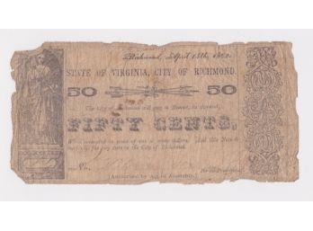 Richmond Virginia 50 Cents Note