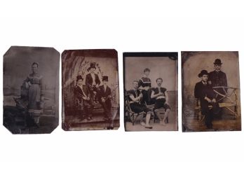 Lot Of 4 Antique 1800's Tin Type Photographs