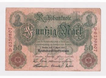 50 Mark German Reichsbantnote Note