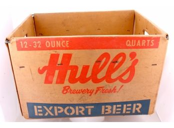 Vintage Hull's Export Beer Heavy Duty Wire Lined Cardboard Case - New Haven CT