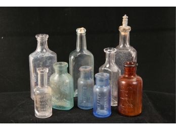 Lot Of 9 Antique Medicine Bottles