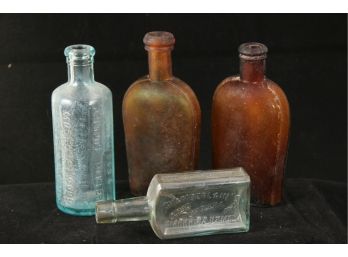Antique Bottles - Strap Sided Flasks And Medicines